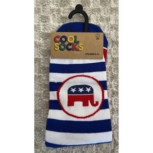 NEW! REPUBLICAN COOL SOCKS WITH ELEPHANT LOGO POLITICAL 8-12 Election Red White